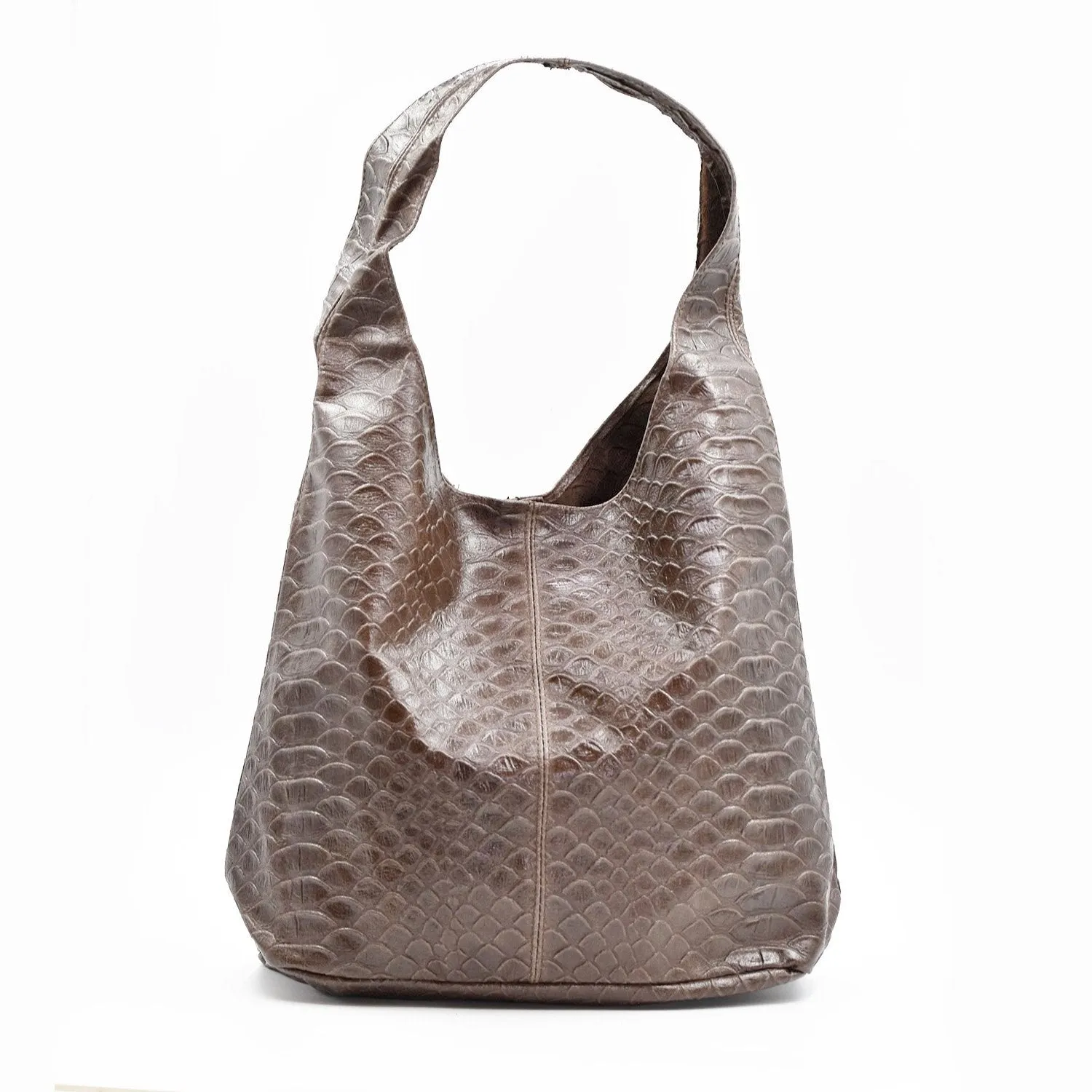 Crocodile pattern leather handbag with small coin pouch