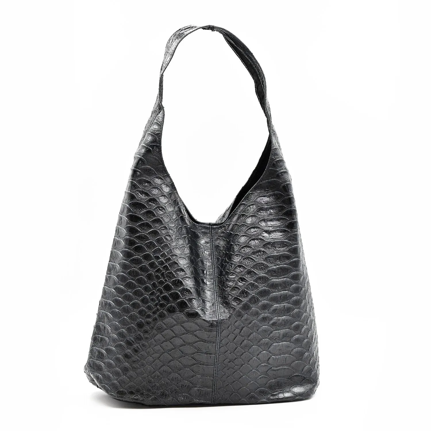 Crocodile pattern leather handbag with small coin pouch
