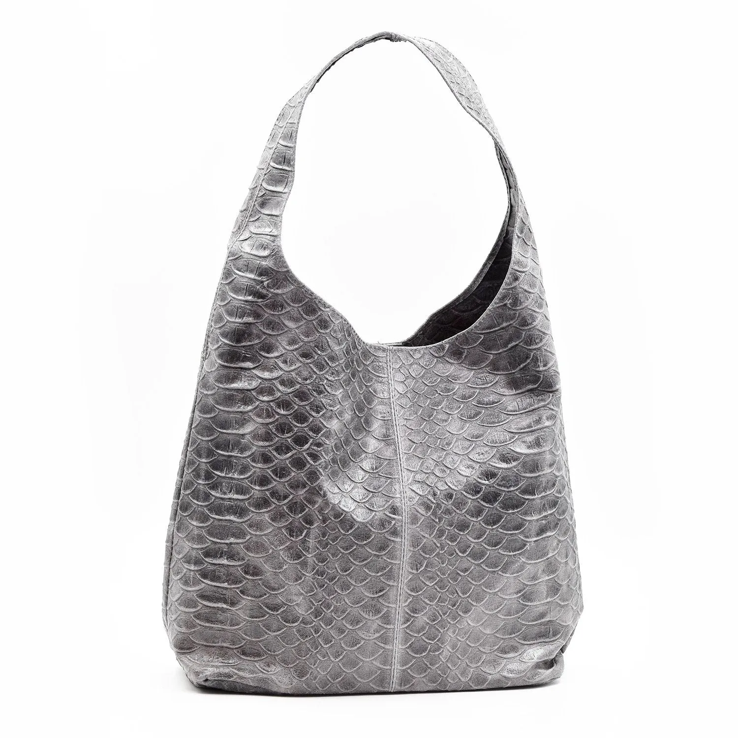 Crocodile pattern leather handbag with small coin pouch