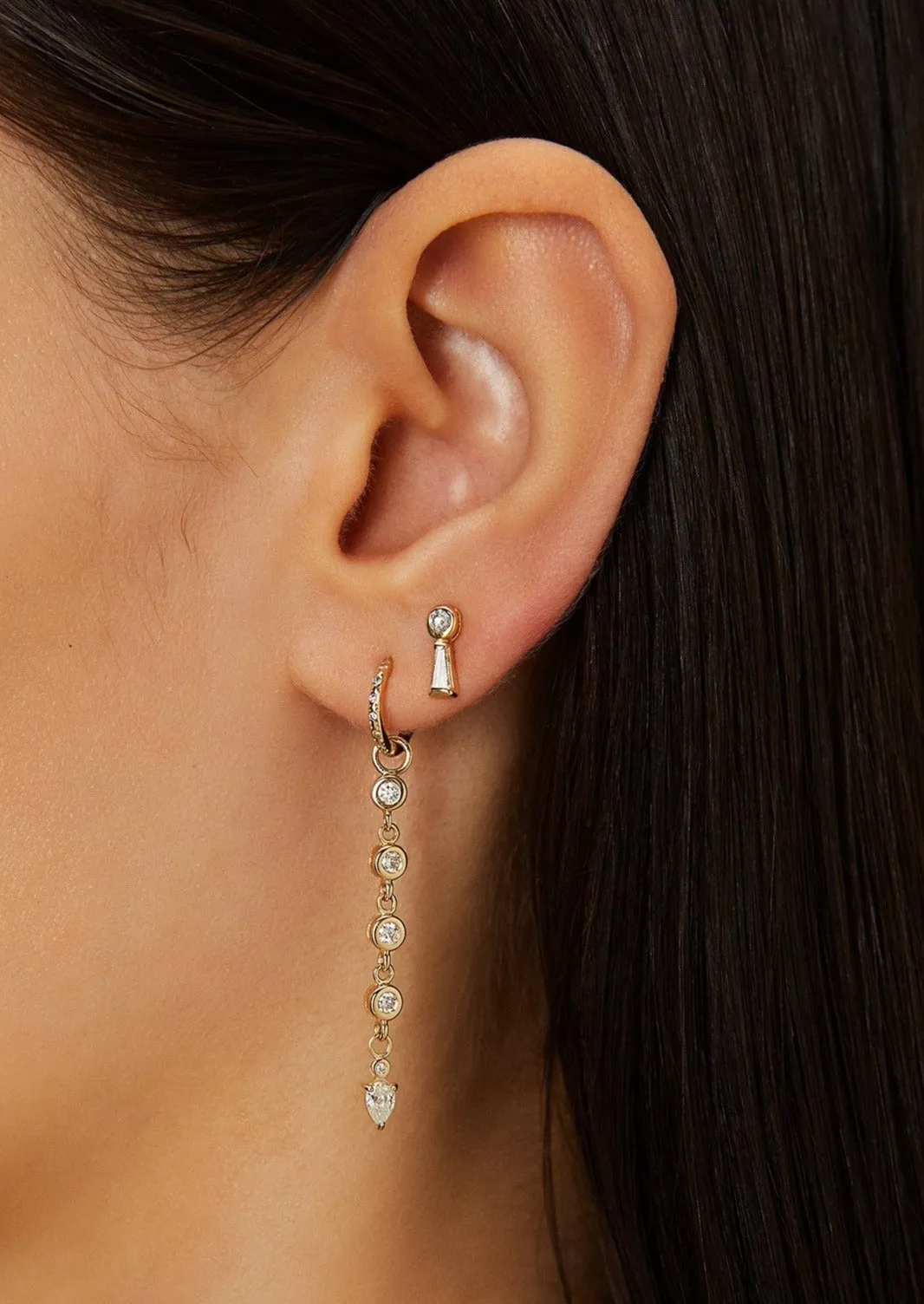 Diamond Bezel Chain Earring