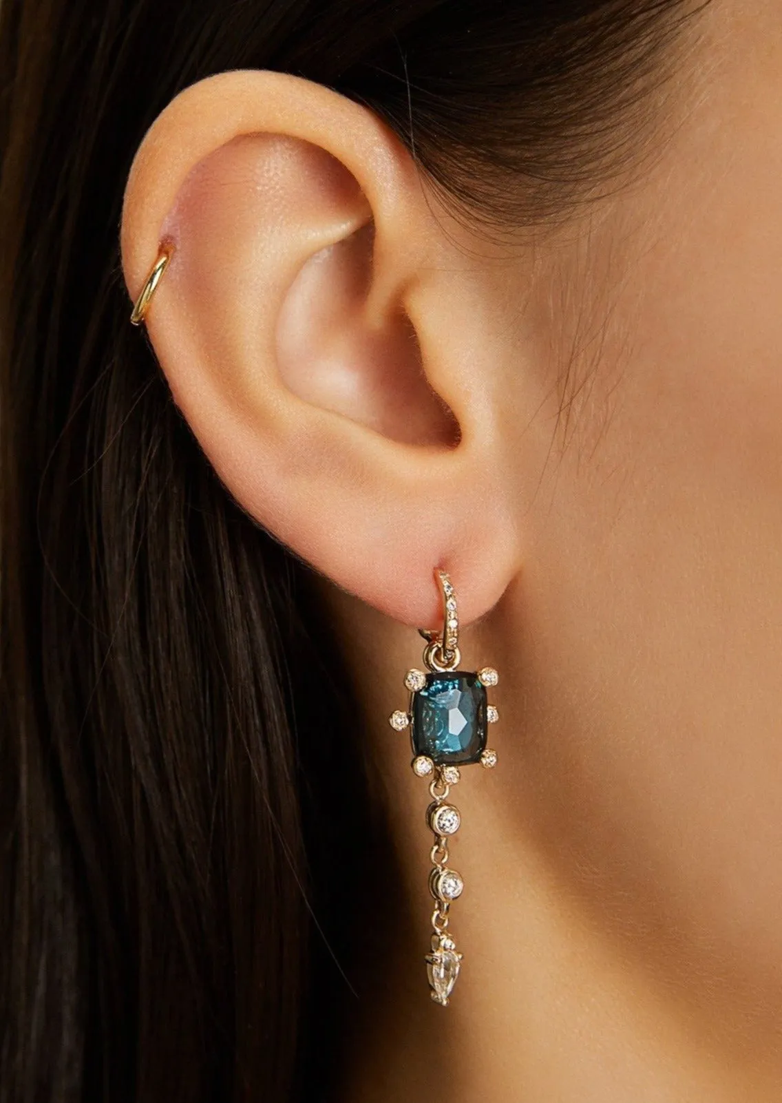 Diamond Bezel Chain Earring