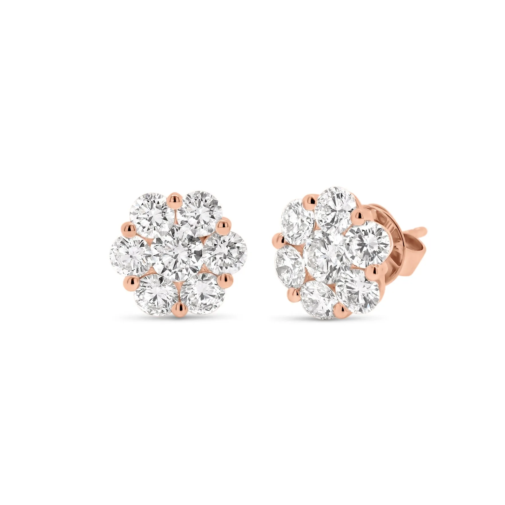 Diamond Cluster Stud Earrings