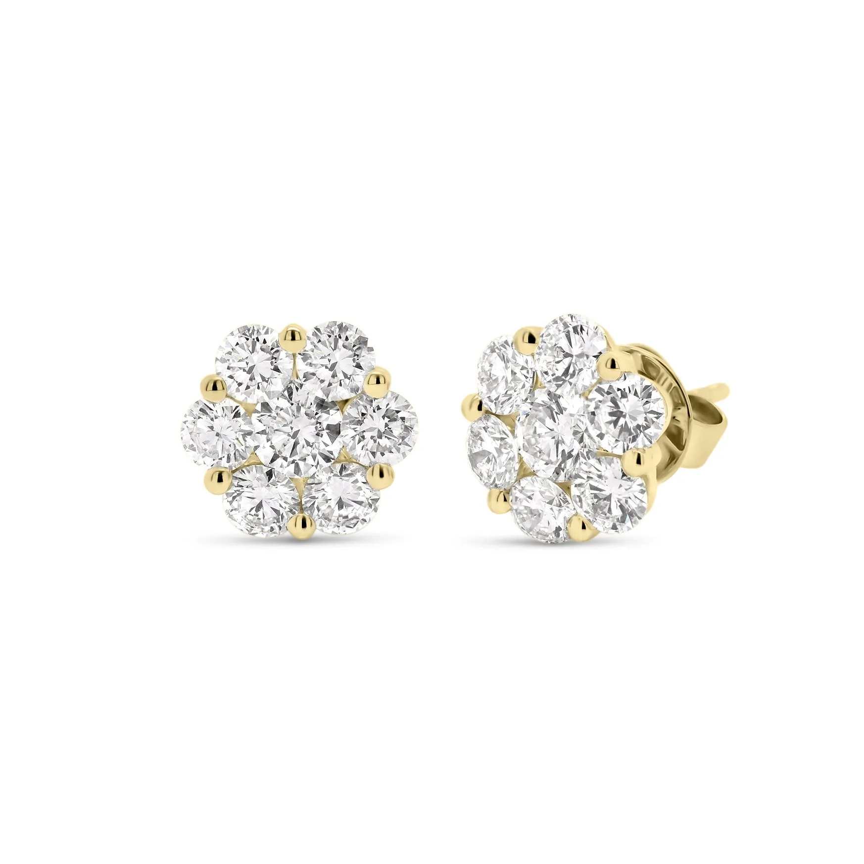 Diamond Cluster Stud Earrings