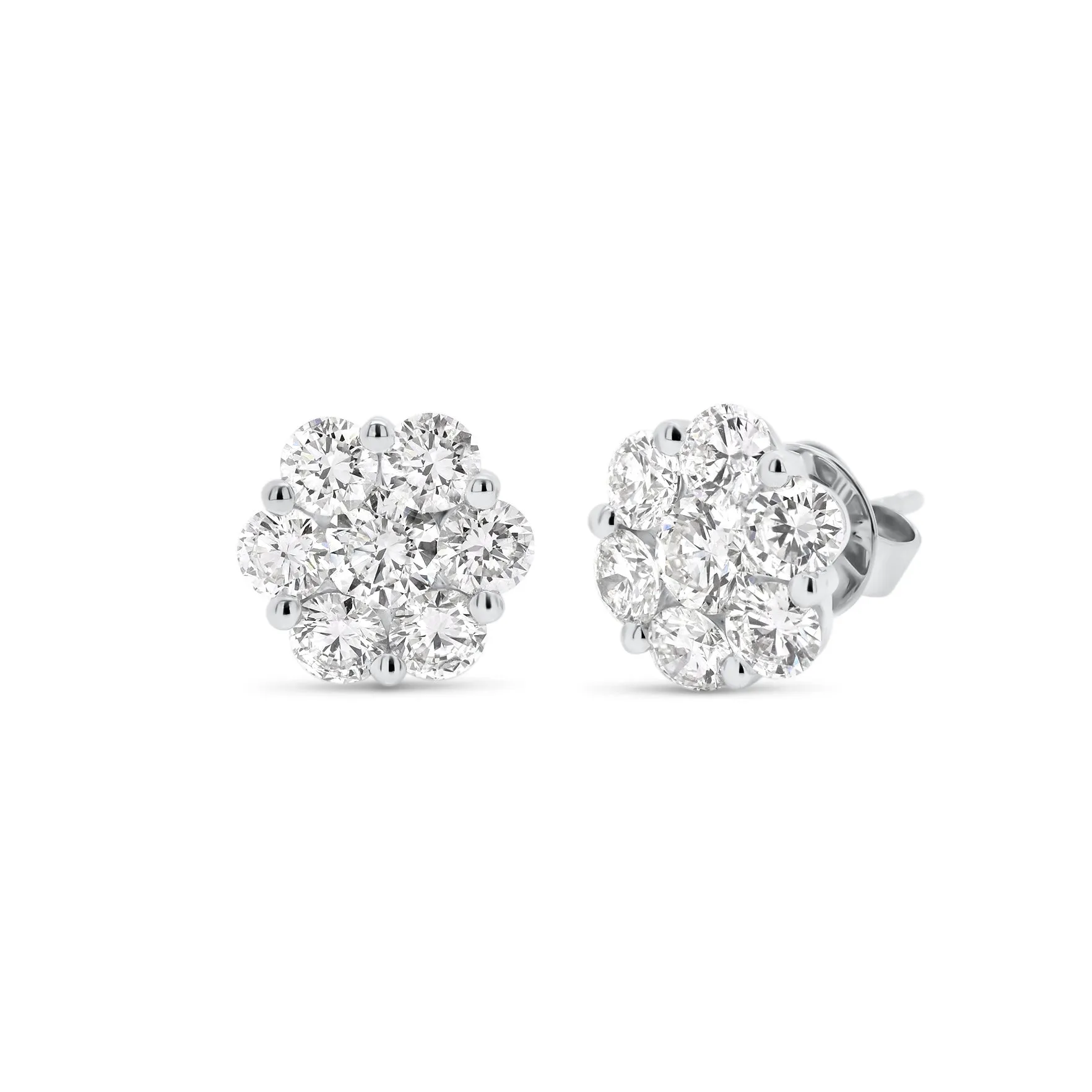 Diamond Cluster Stud Earrings