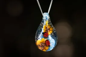 Double Ladybug Pendant with Infused Cremation Ashes