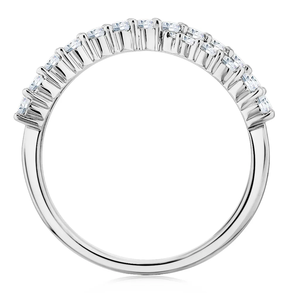 Dress ring with 0.67 carats* of diamond simulants in 10 carat white gold