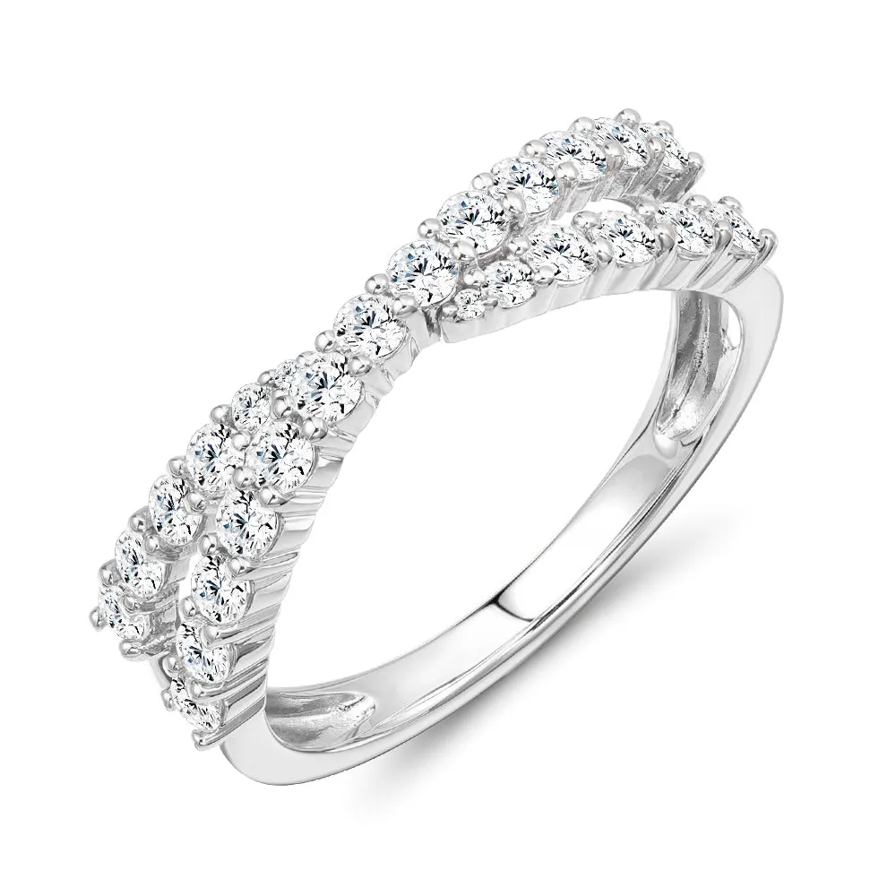 Dress ring with 0.67 carats* of diamond simulants in 10 carat white gold