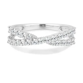 Dress ring with 0.67 carats* of diamond simulants in 10 carat white gold