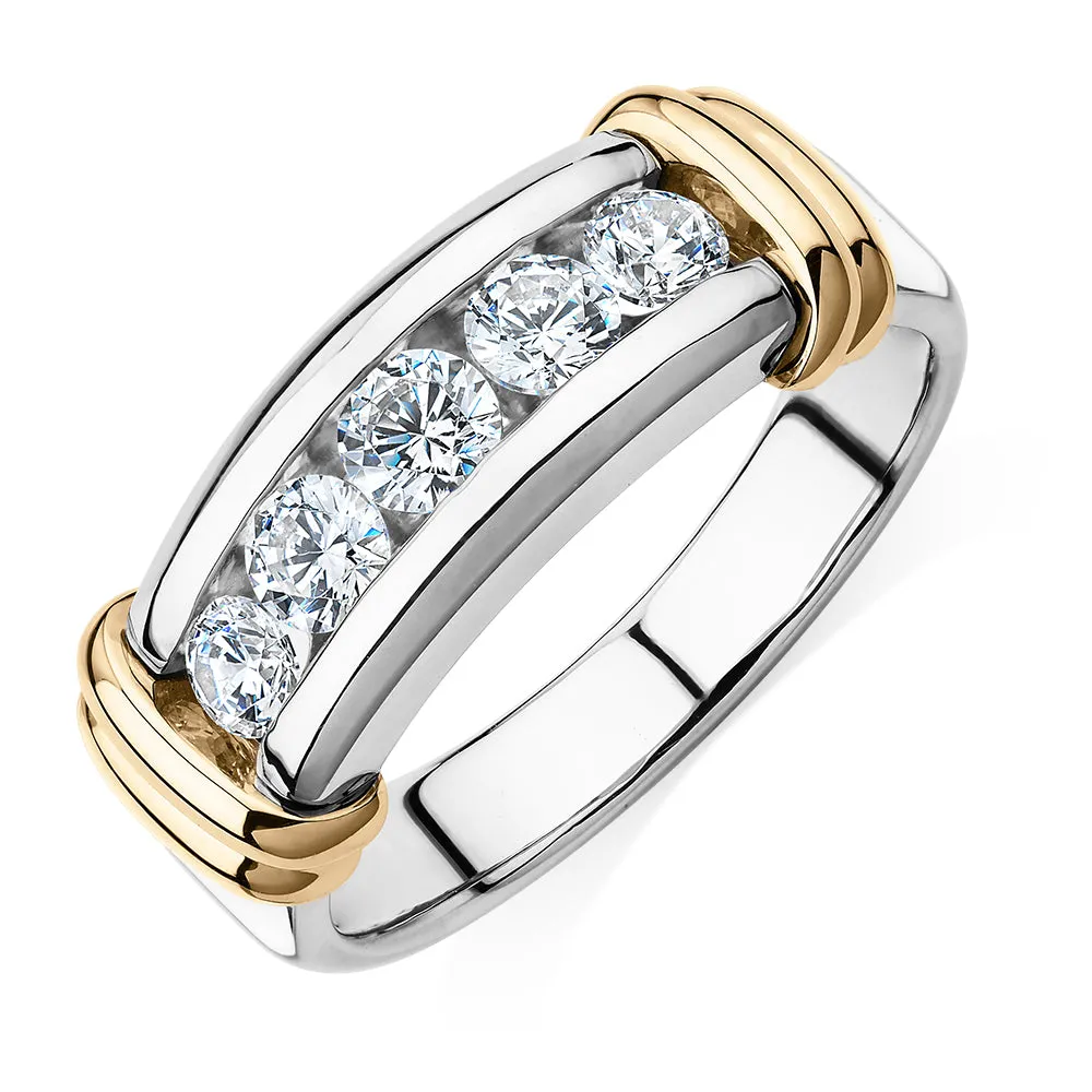 Dress ring with 1.01 carats* of diamond simulants in 10 carat yellow gold and sterling silver