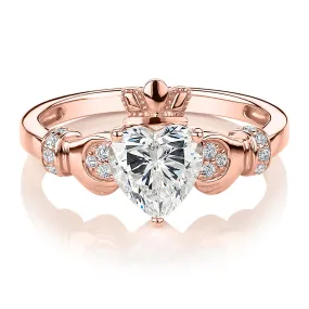 Dress ring with 1.23 carats* of diamond simulants in 10 carat rose gold