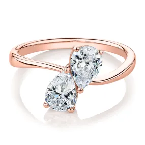 Dress ring with 1.42 carats* of diamond simulants in 10 carat rose gold