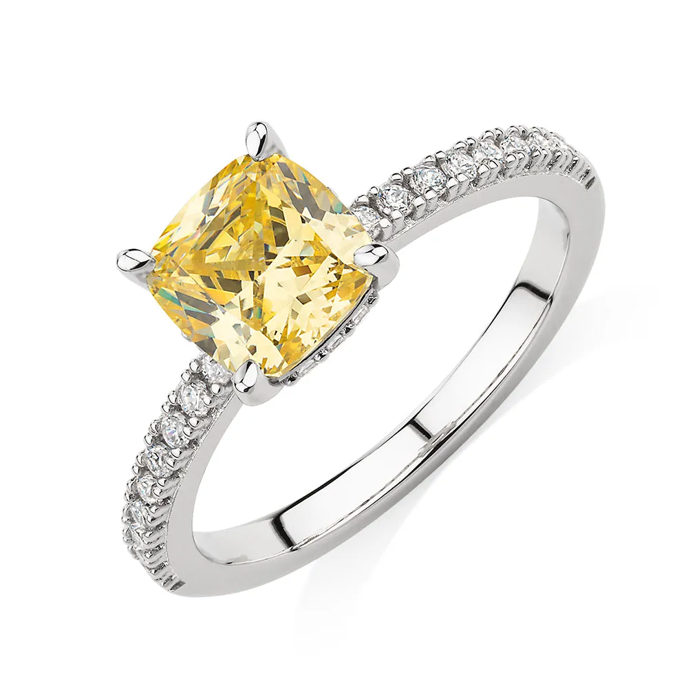 Dress ring with 1.52 carats* of diamond simulants in sterling silver