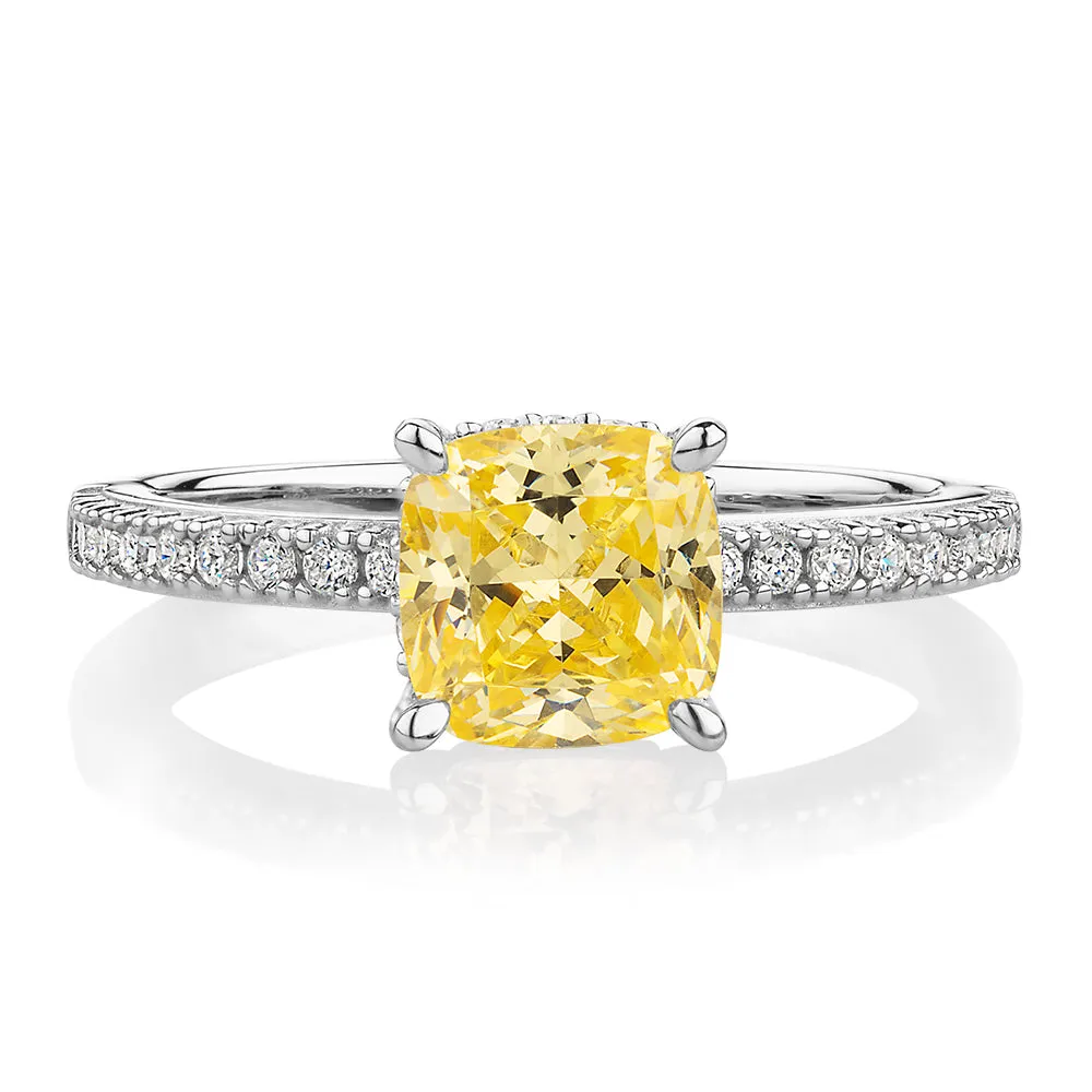 Dress ring with 1.52 carats* of diamond simulants in sterling silver