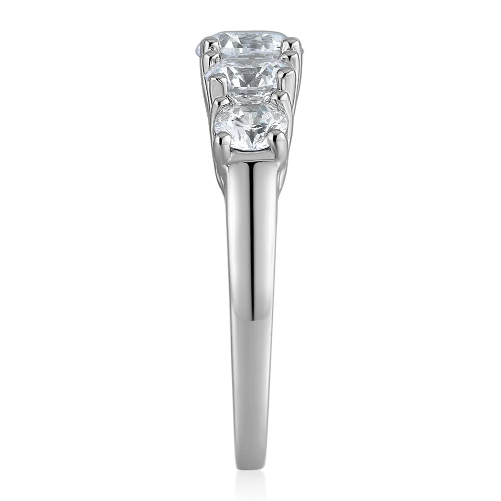 Dress ring with 2.26 carats* of diamond simulants in 10 carat white gold