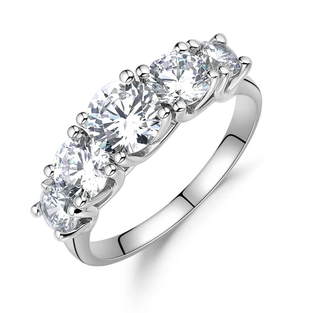 Dress ring with 2.26 carats* of diamond simulants in 10 carat white gold