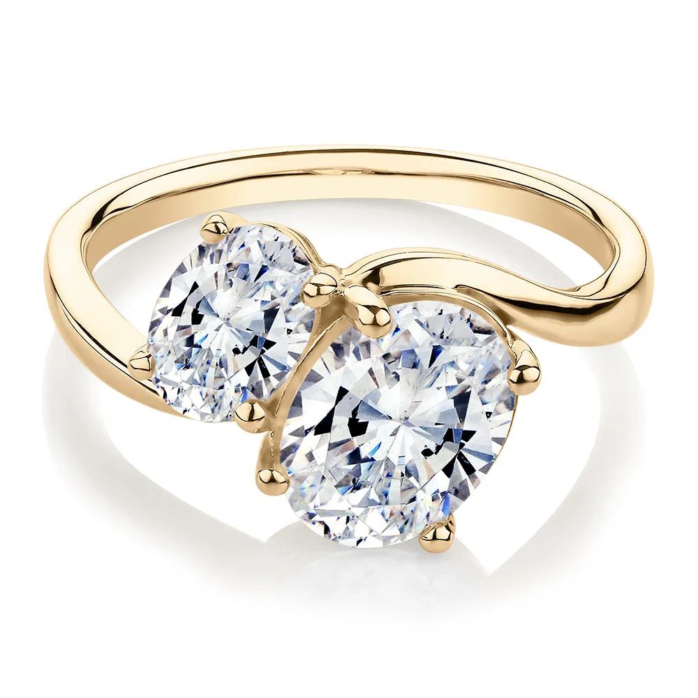 Dress ring with 2.62 carats* of diamond simulants in 10 carat yellow gold