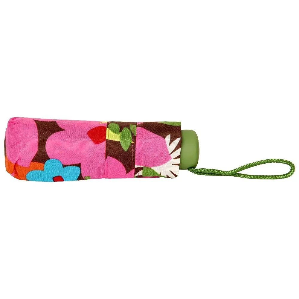 FabSeasons 5 fold Floral Printed Small Compact Manual Green Umbrella