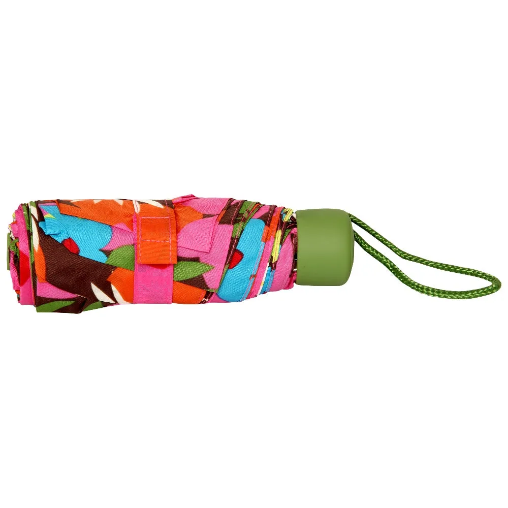FabSeasons 5 fold Floral Printed Small Compact Manual Green Umbrella