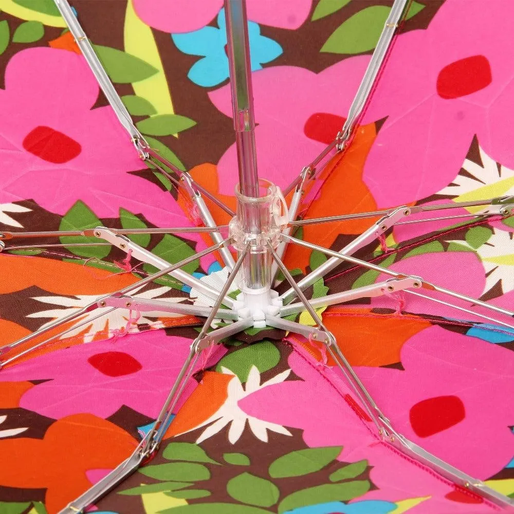 FabSeasons 5 fold Floral Printed Small Compact Manual Green Umbrella