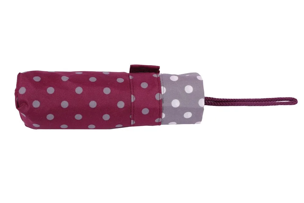 FabSeasons 5 fold Grey Polka Dots Digital Printed Small Compact Manual Umbrella
