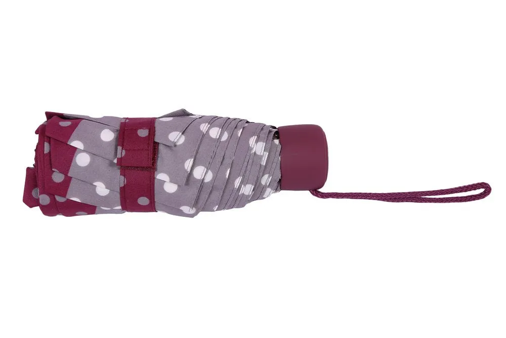 FabSeasons 5 fold Grey Polka Dots Digital Printed Small Compact Manual Umbrella