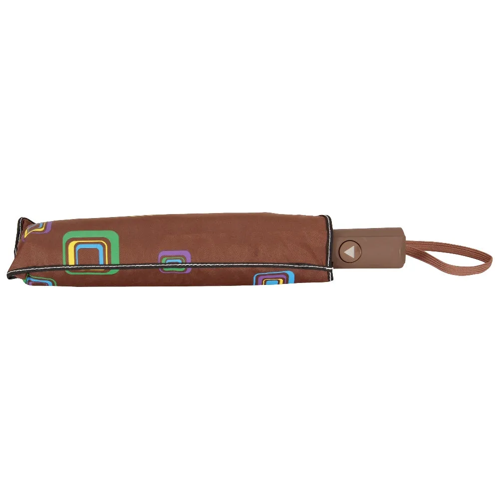 FabSeasons Brown Unisex Graphic Printed 3 fold Fancy Automatic Brown Umbrella