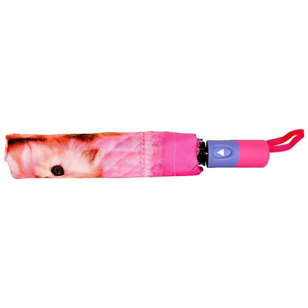 FabSeasons Cute Cats and Kittens Teddy Print 3 fold Pink Umbrella