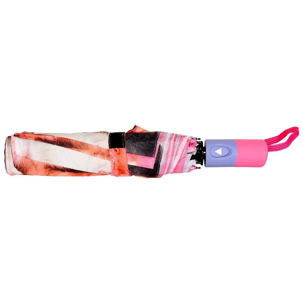 FabSeasons Cute Cats and Kittens Teddy Print 3 fold Pink Umbrella