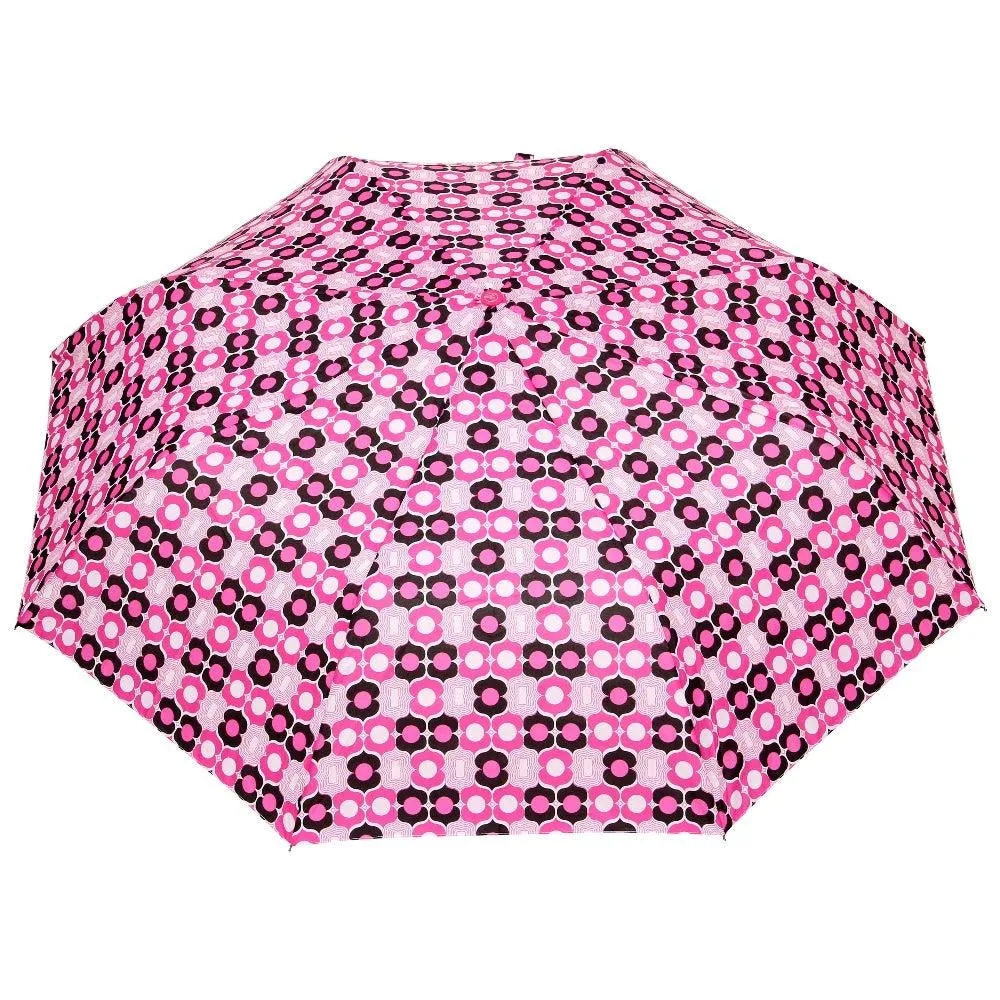 FabSeasons Pink Symmteric Print 3 fold Umbrella