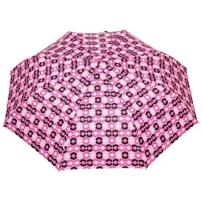 FabSeasons Pink Symmteric Print 3 fold Umbrella