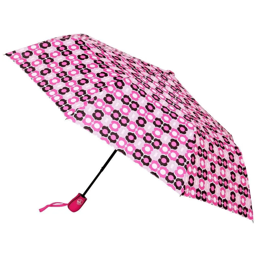 FabSeasons Pink Symmteric Print 3 fold Umbrella