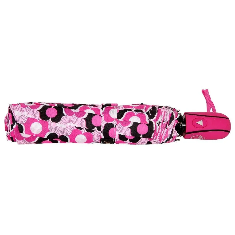 FabSeasons Pink Symmteric Print 3 fold Umbrella