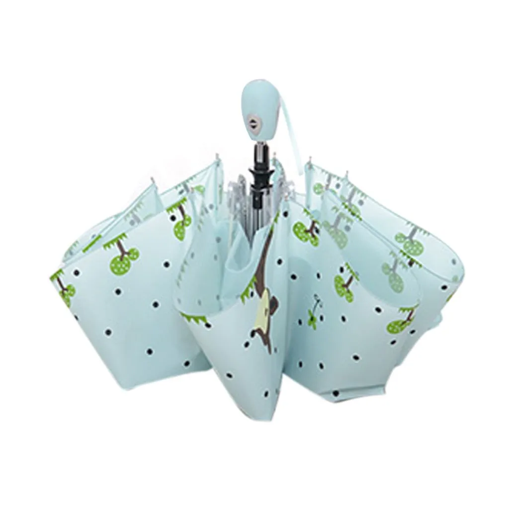 FakeFace Cute Cartoon Deer Flower Printed Travel Tote Mini Sun/Rain/Windproof Umbrella Auto Open&Close Compact Umbrella,Super Quality