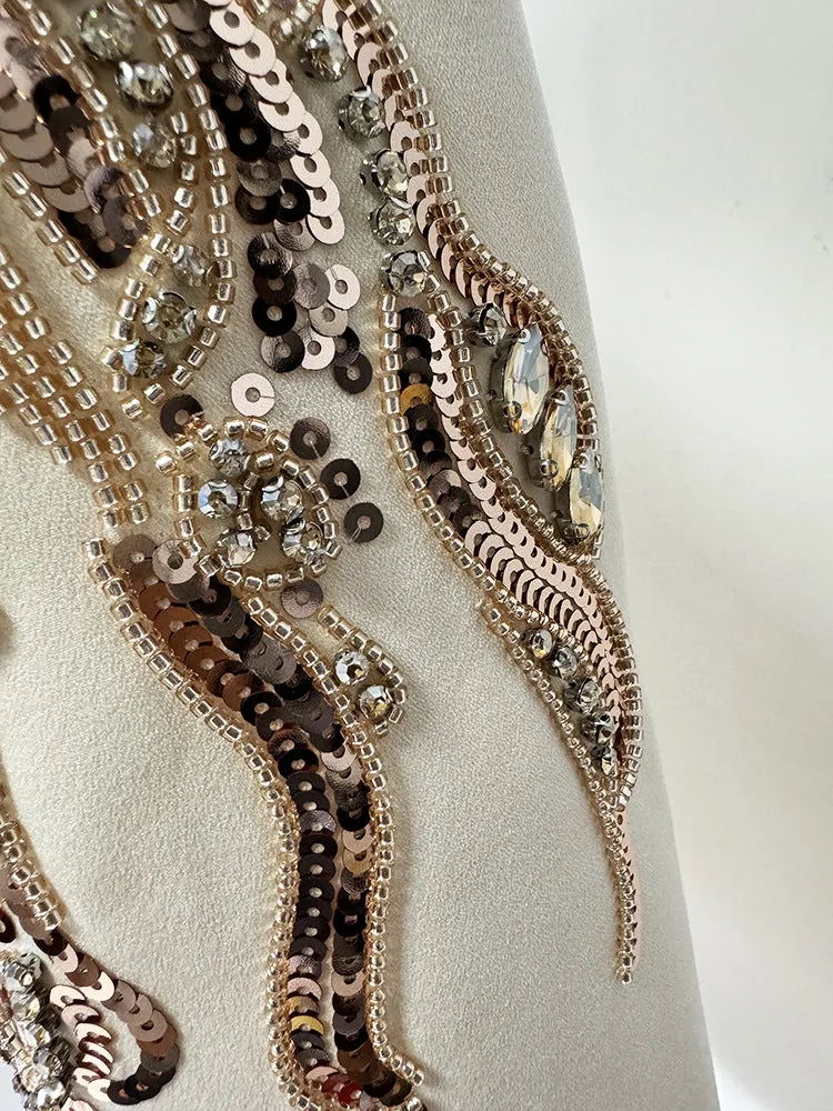 Fashionable Heavy Beaded Diamond Collar Blazer Dress