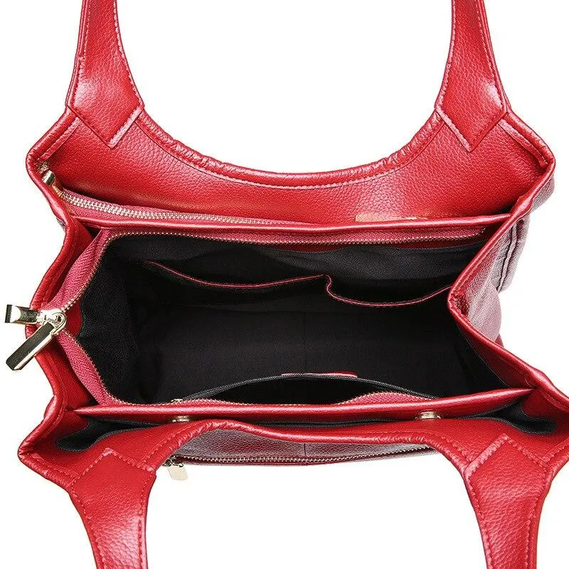 Fashionable Luxury Women's Large Capacity Genuine Leather Handbags