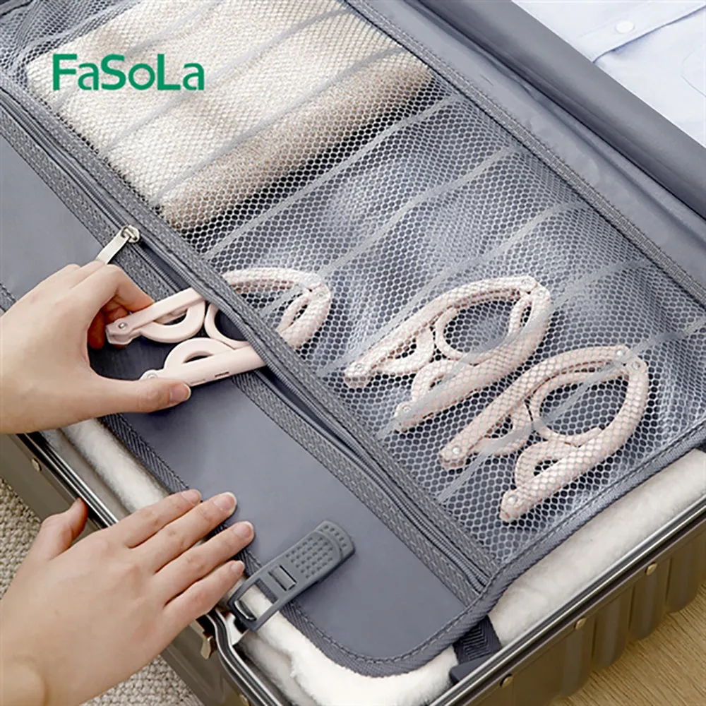 FaSoLa Magic Travel Folding Clothes Hanger in Light Coffee Colour, 7*13*1cm, Pack of 3
