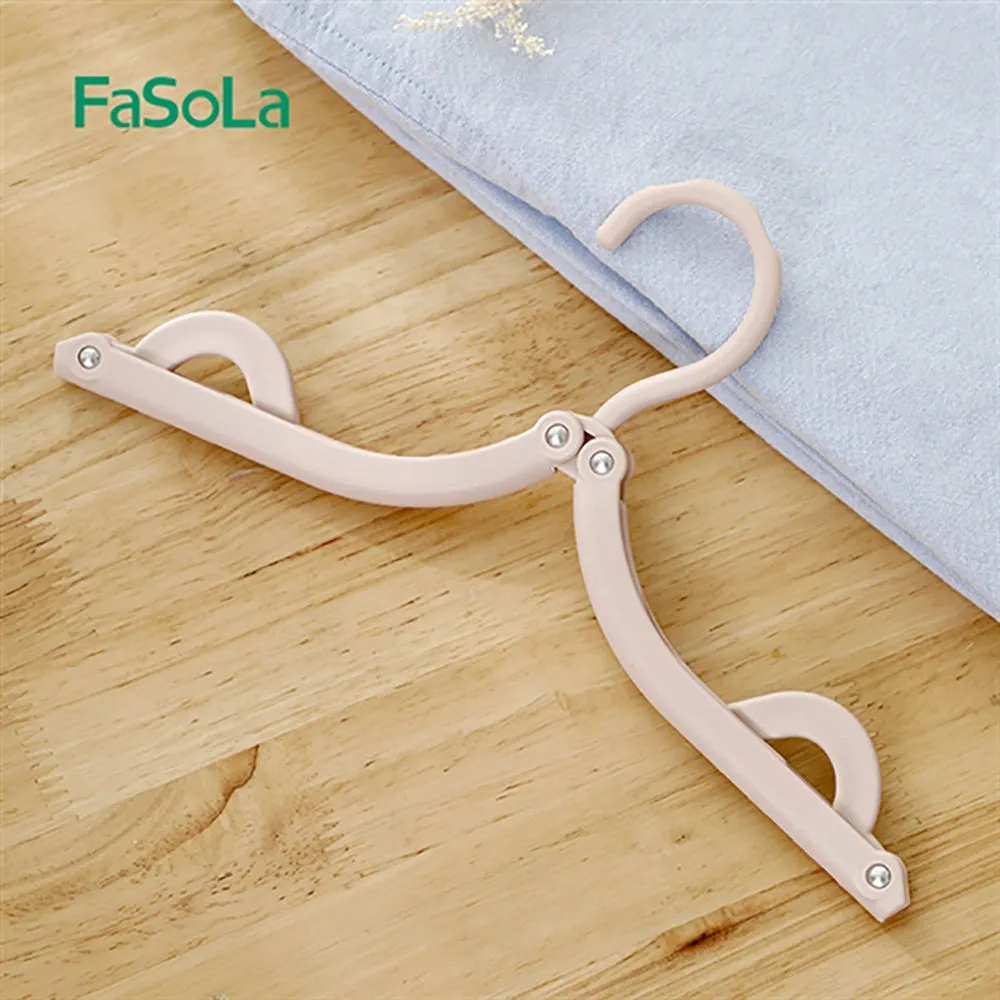 FaSoLa Magic Travel Folding Clothes Hanger in Light Coffee Colour, 7*13*1cm, Pack of 3