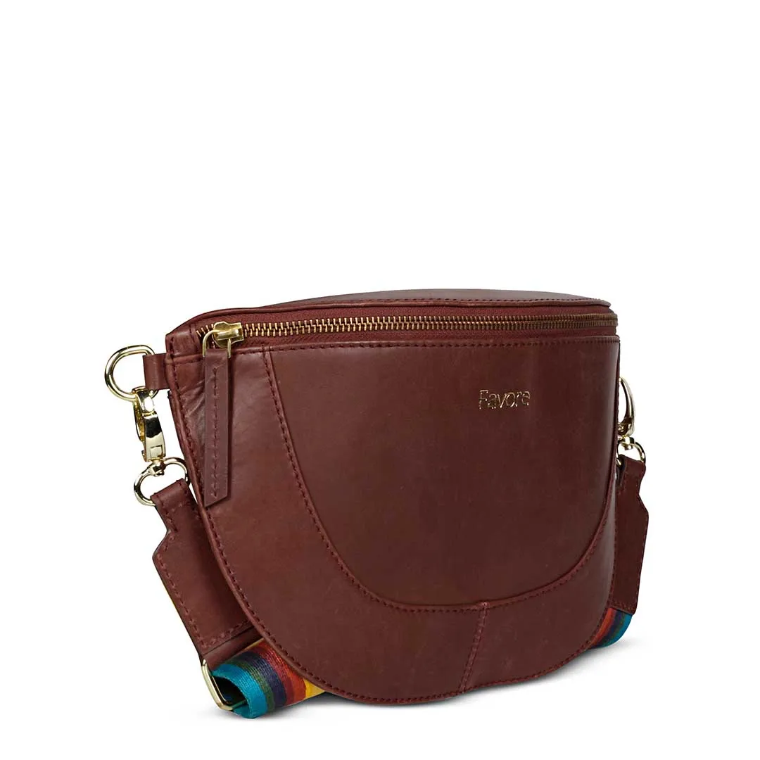 Favore Women Burgundy Leather Crossbody Fanny Bags