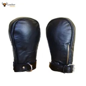 Genuine Calf Leather Bondage Padded Fist Mitts Gloves