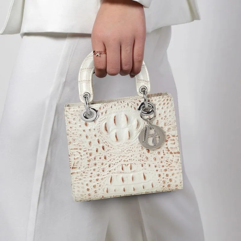 Genuine Leather Portable Elegant Crocodile Pattern All-Match Small Square Bag