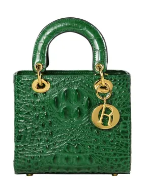 Genuine Leather Portable Elegant Crocodile Pattern All-Match Small Square Bag
