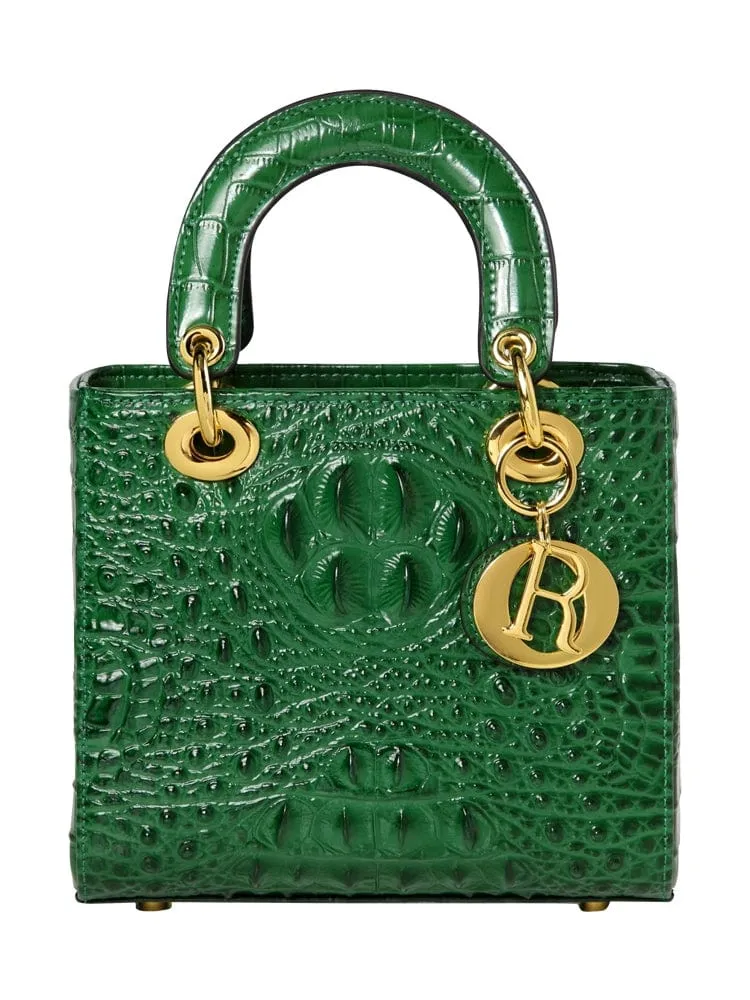 Genuine Leather Portable Elegant Crocodile Pattern All-Match Small Square Bag