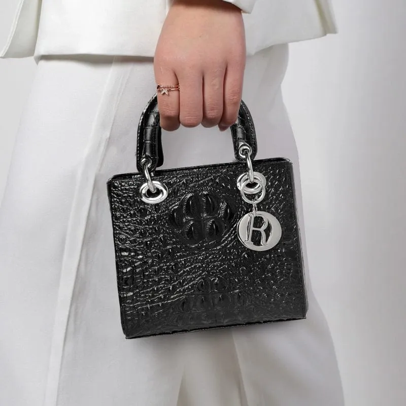 Genuine Leather Portable Elegant Crocodile Pattern All-Match Small Square Bag