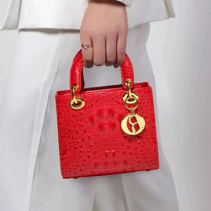 Genuine Leather Portable Elegant Crocodile Pattern All-Match Small Square Bag