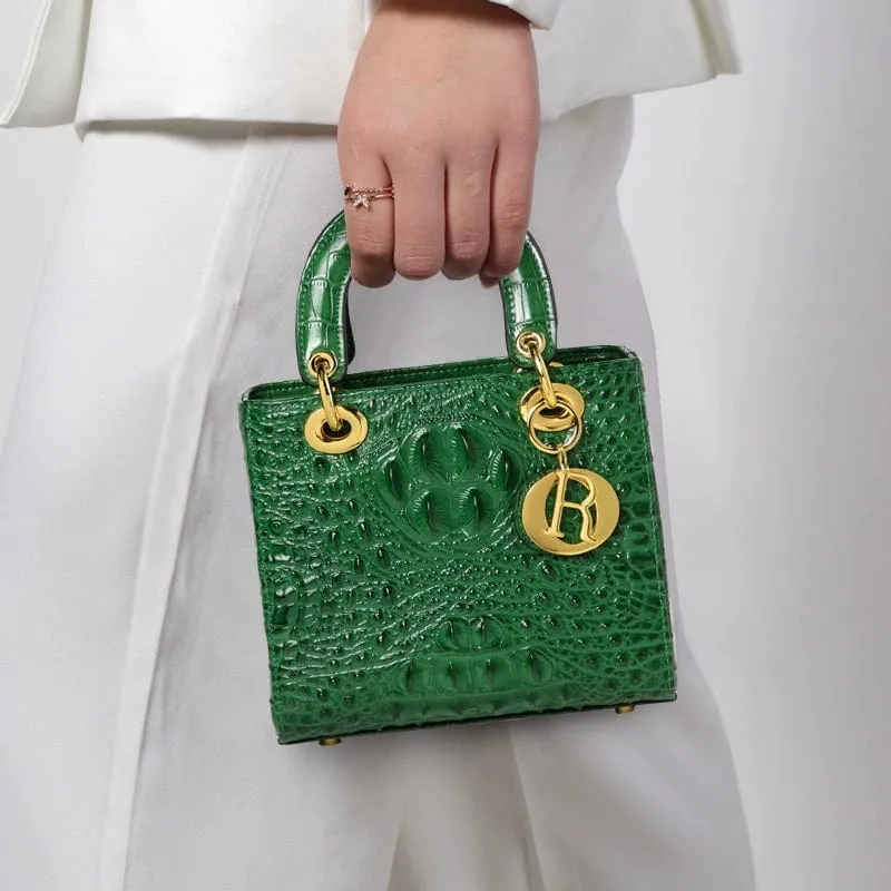Genuine Leather Portable Elegant Crocodile Pattern All-Match Small Square Bag