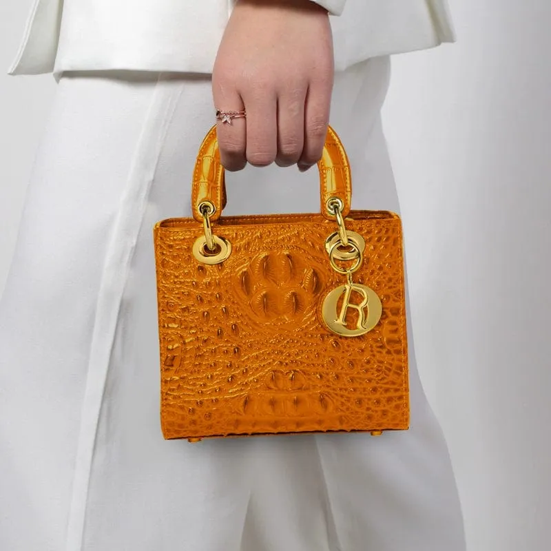 Genuine Leather Portable Elegant Crocodile Pattern All-Match Small Square Bag