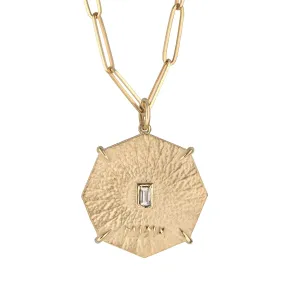 Gold Octagon "Art" Pendant with Baguette Diamond