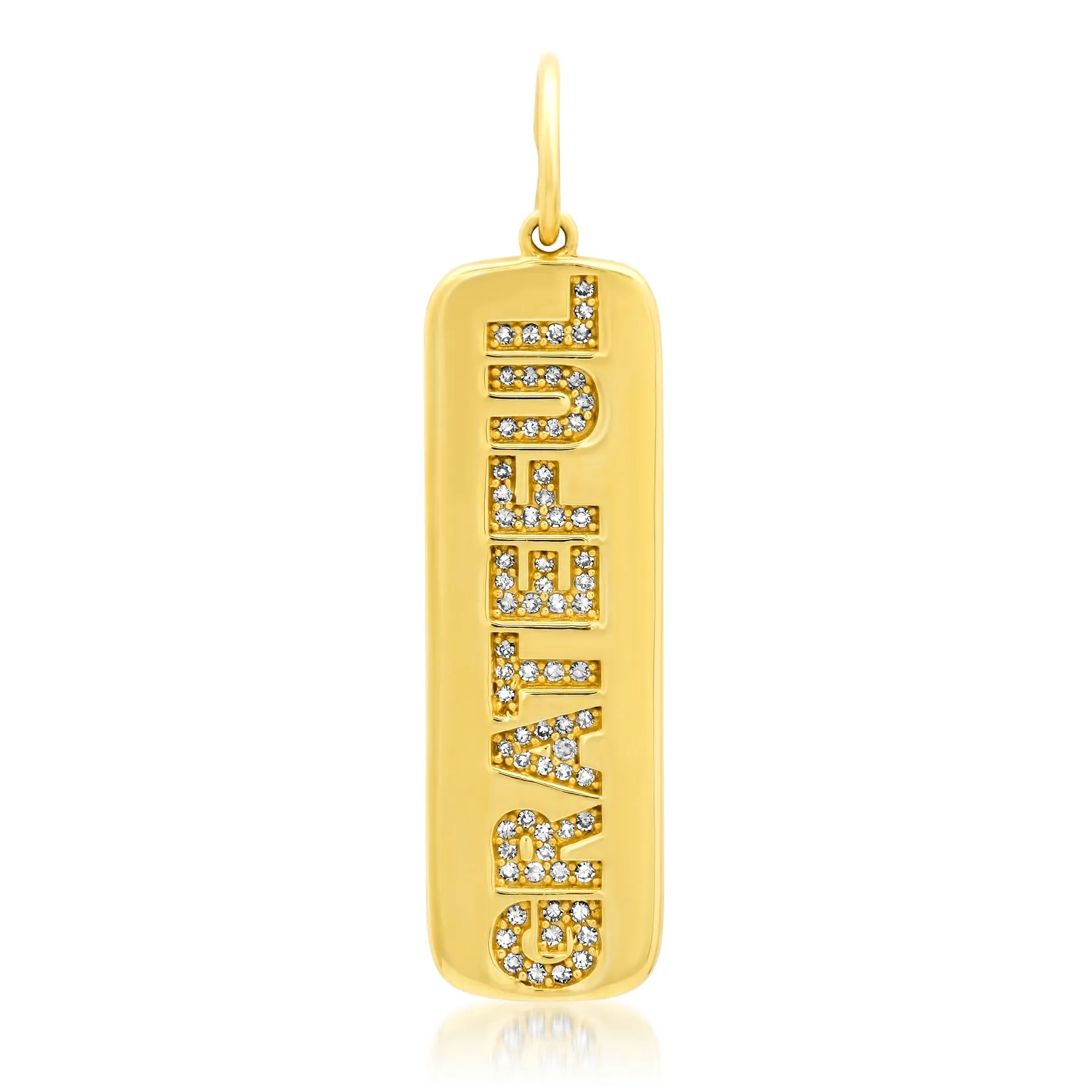 GRATEFUL DIAMOND TAG CHARM, 14kt GOLD