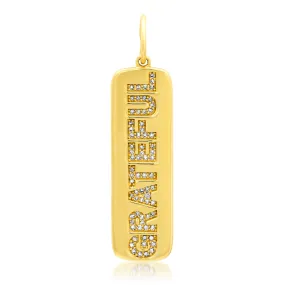 GRATEFUL DIAMOND TAG CHARM, 14kt GOLD