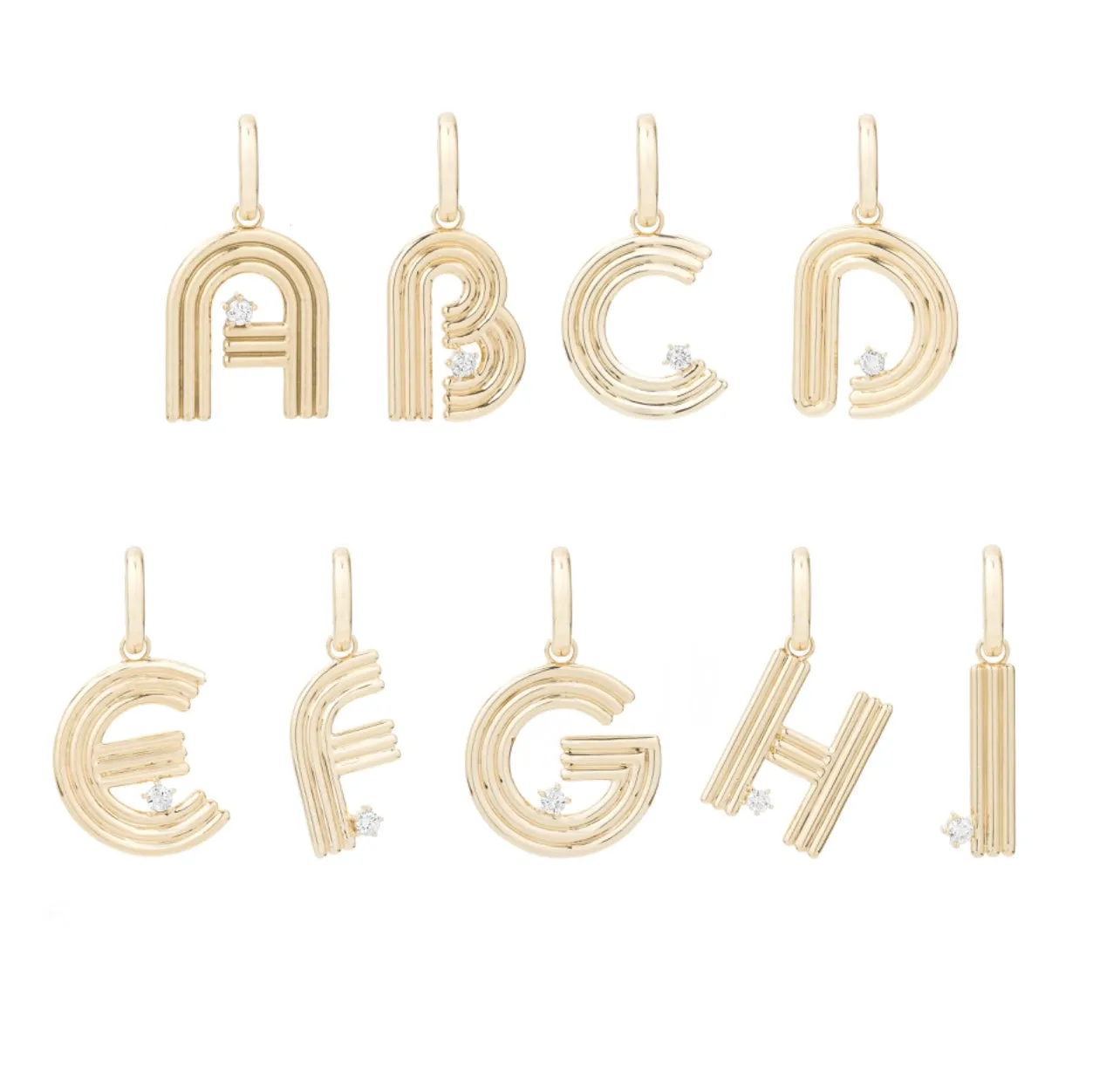 Groovy Diamond Initial Hinged Charm A-Z